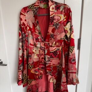 Vintage Eva Fortune all silk red kimono